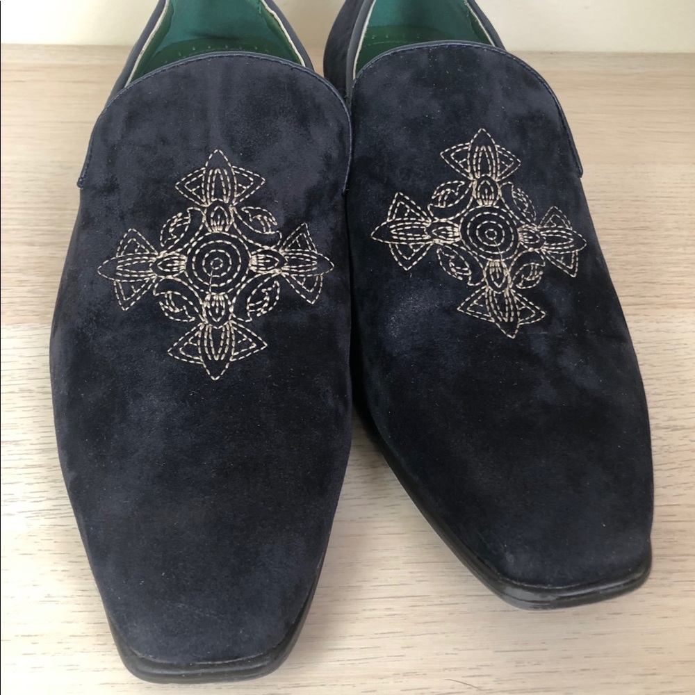 Faranzi Loafers MENS Size 9~Navy Faux Suede Shoes